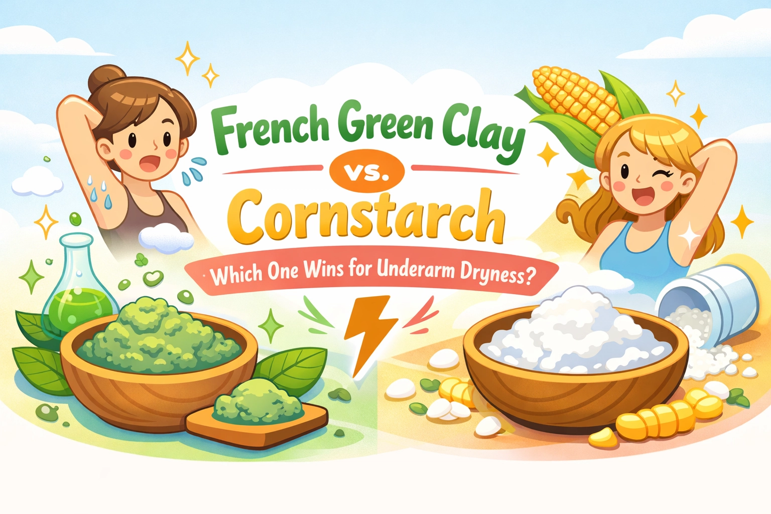 French Green Clay vs. Cornstarch: Which One Wins for Underarm Dryness?